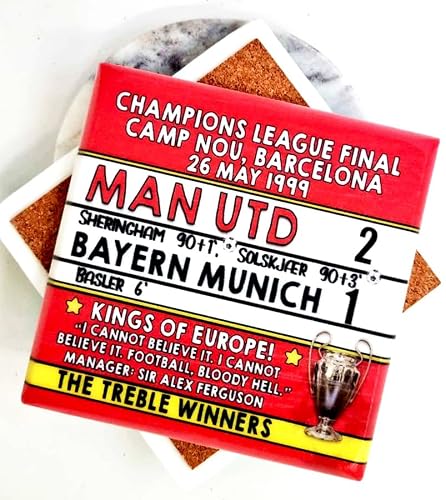 Man Utd 2 v 1 Bayern, 1999 Champions League Final, Sir Alex Ferguson, Barcelona, Man Utd marble coaster
