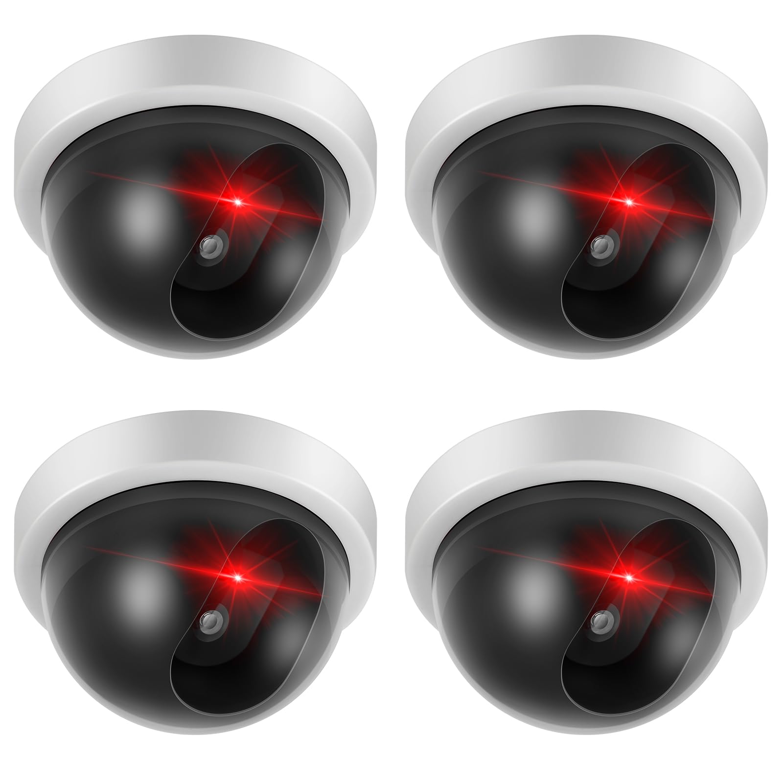 Kanayu 4 Pack Dummy Fake Camera CCTV Dome Fake Security with Flashing Red LED Light Wireless Surveillance Dummy CCTV for Outside Decoy Camera with Screws Tape for Indoor Outdoor Home (White)-image-6