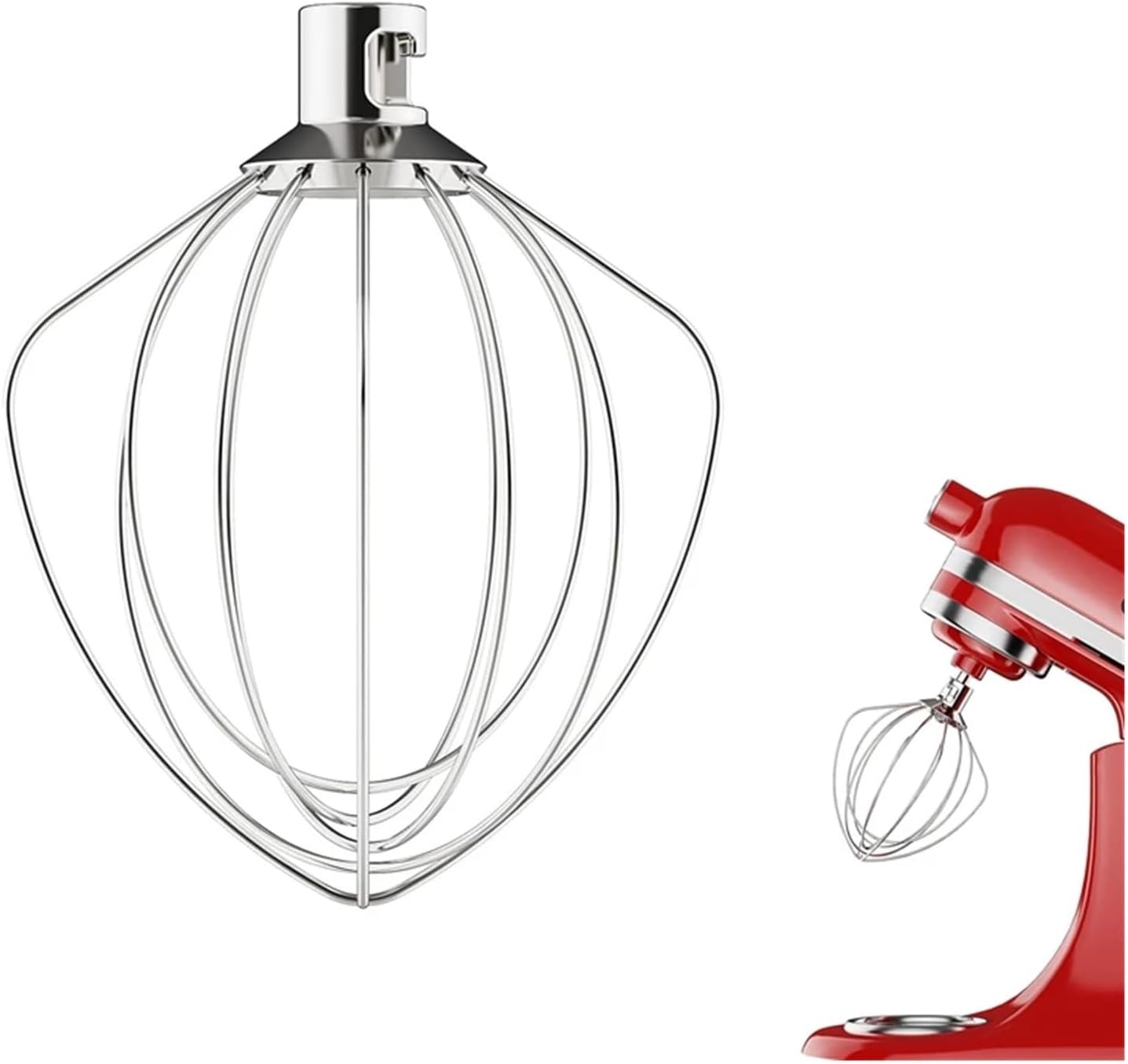 Replacement Part K45WW Stainless Steel 6-Wire Whisk Attachment Compatible For KitchenAid, 4.5-5-Quart Bowl Stand Mixer, Whisk