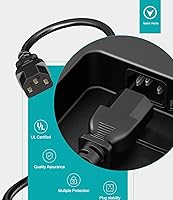 Vista 4 de Cable de alimentación para impresora 3D Creality Ender/CR/Sermoon, cable de alimentación de CA de repuesto universal de 18 AWG de 3 clavijas, 6 pies