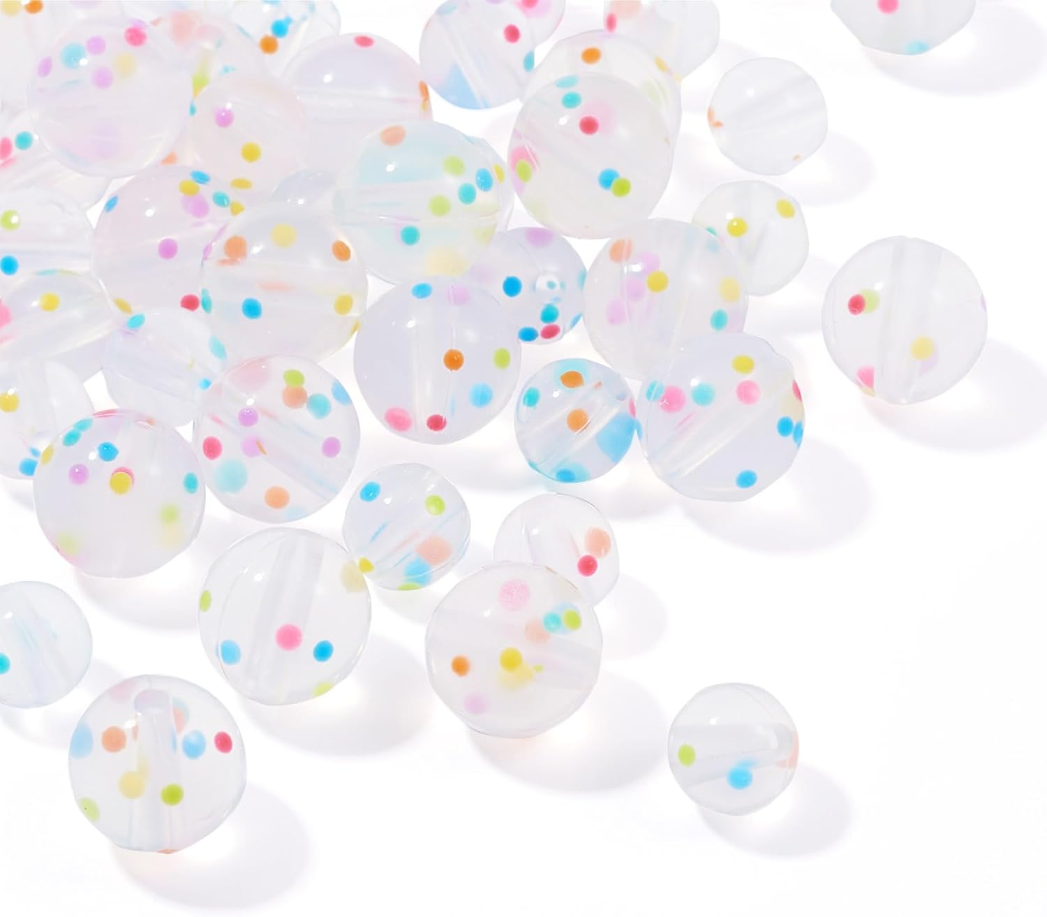 Pandahall 40Pcs Clear Silicone Beads Polka Dots Silicone Focal Beads 9mm 12mm Round Rubber Bead Bulk for Beadable Pen Keychain Making Necklace Bracelet - Image 7