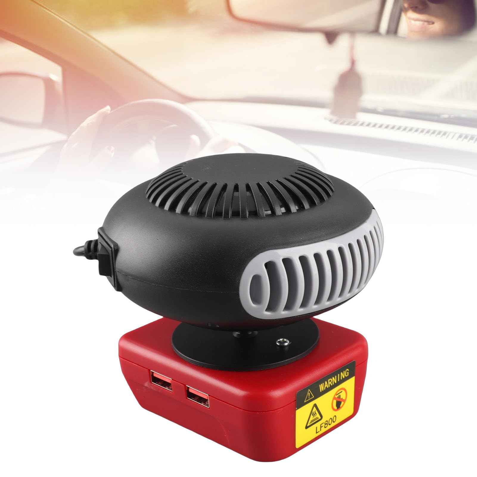 Eujgoov Battery Powered Heater, 200W Portable Space Heater with 2 Temperature Settings 360 Rotation and USB Ports for Indoor Use in Office Camping Car Tent(battery not included) — view 7