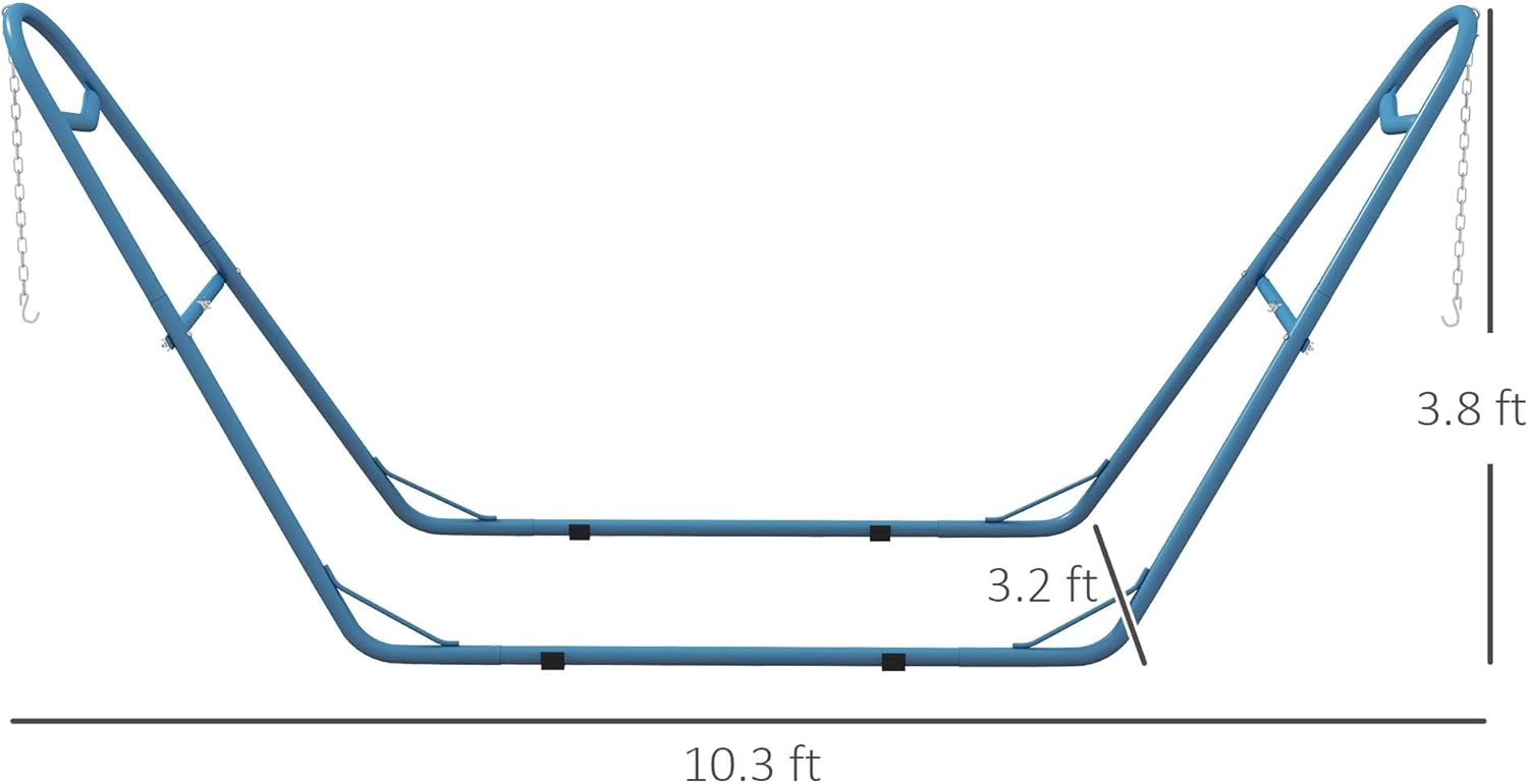 Powder-Coated Steel Hammock Stand in Sky Blue: 124" L x 46" H, 550lb Weight Limit, Fits Hammocks up to 14.1ft, No Trees Needed