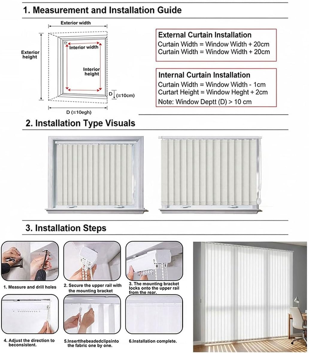 Vertical Window Patio Blinds, Fabric Vertical Shades for Sliding Glass Doors 63" 68" 71" 78" 83" 88" 92" 98" Black Out Door Shades, Cordless Window Blinds for Room Divider, Large Window(W75x H79in)