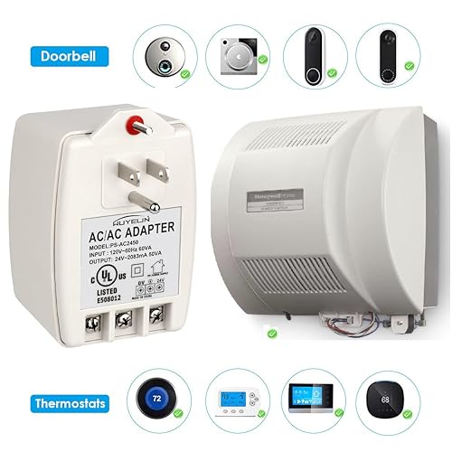Miniatura 2 de Transformador de pared de 24 VCA 50 VA con fusible PTC, compatible con todas las versiones de timbre, termostato Nest, Ecobee, Sensi y Honeywell,
