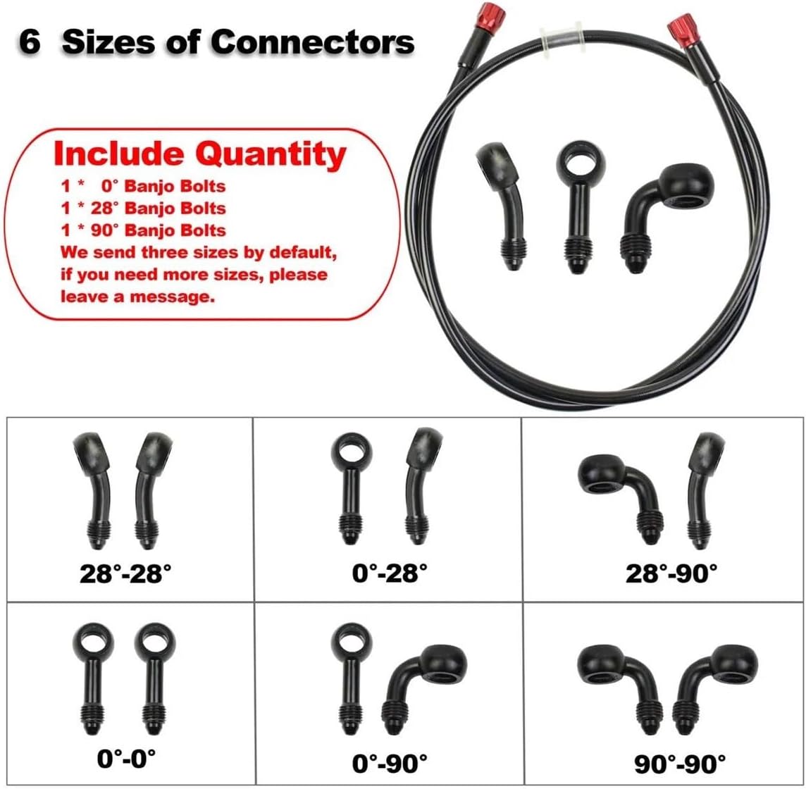 ATVピットダートストリートレーシングバイク用オートバイホースステンレススチール編組ブレーキライン回転可能なバンジョーオートバイブレ