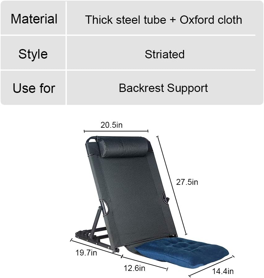 Bed Backrest with Neck Pillow Headrest & Cushion Adjustable Sit-up Backrest Folding Chair Neck Lumbar Back Support Reading Bed Rest Support, Striated