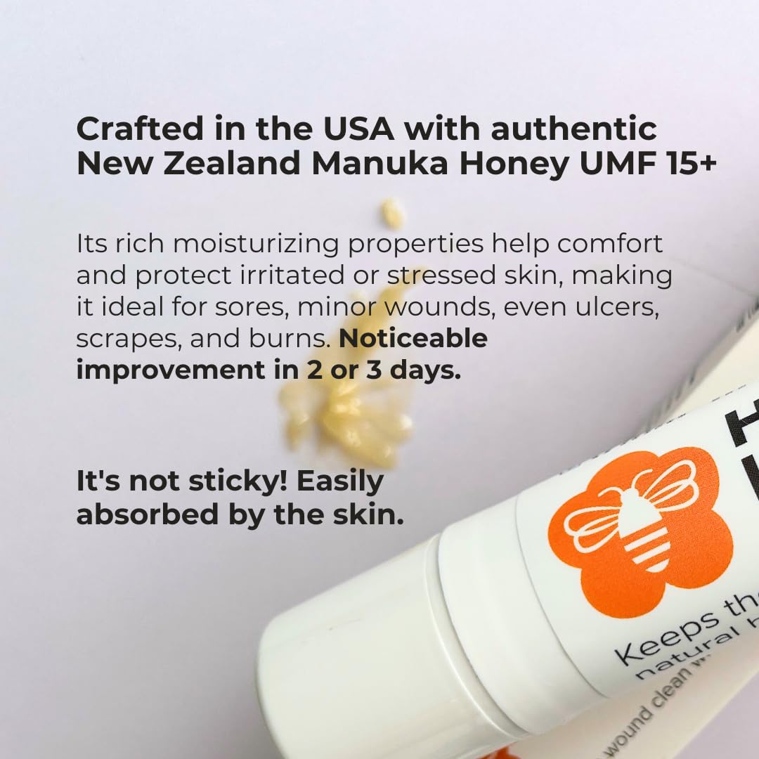 Authentic Manuka Honey First Aid Skin Care for Minor Cuts, Burns, Scrapes, Blisters & Really Dry Skin | Non-Sticky, Gentle Formula (1.75 oz / 50 g)