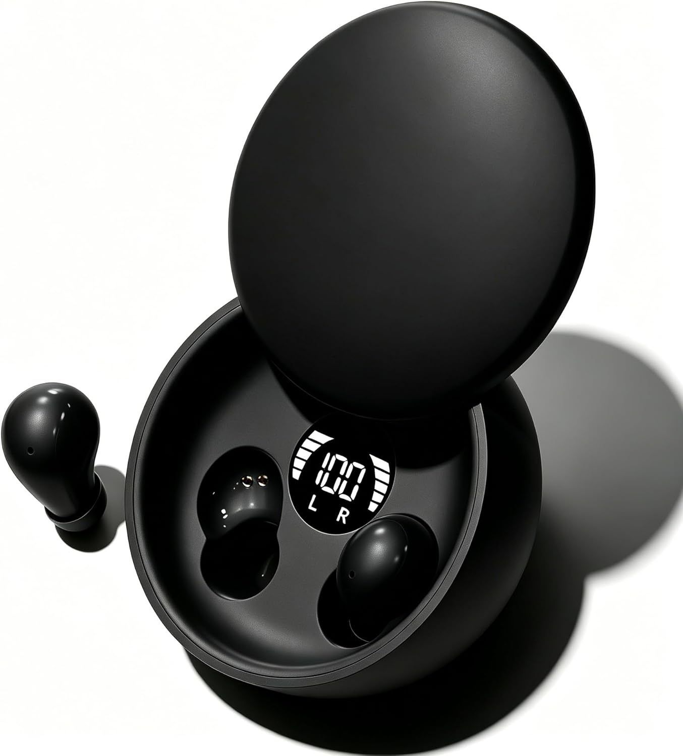 Sleep Earbuds Bluetooth 5.4, Mini Invisible Noise Blocking Sleeping Headphones, Hidden Earbuds with LED Display for Small Ears, for Side Sleepers Meditation Travel Gym Workout (Black)