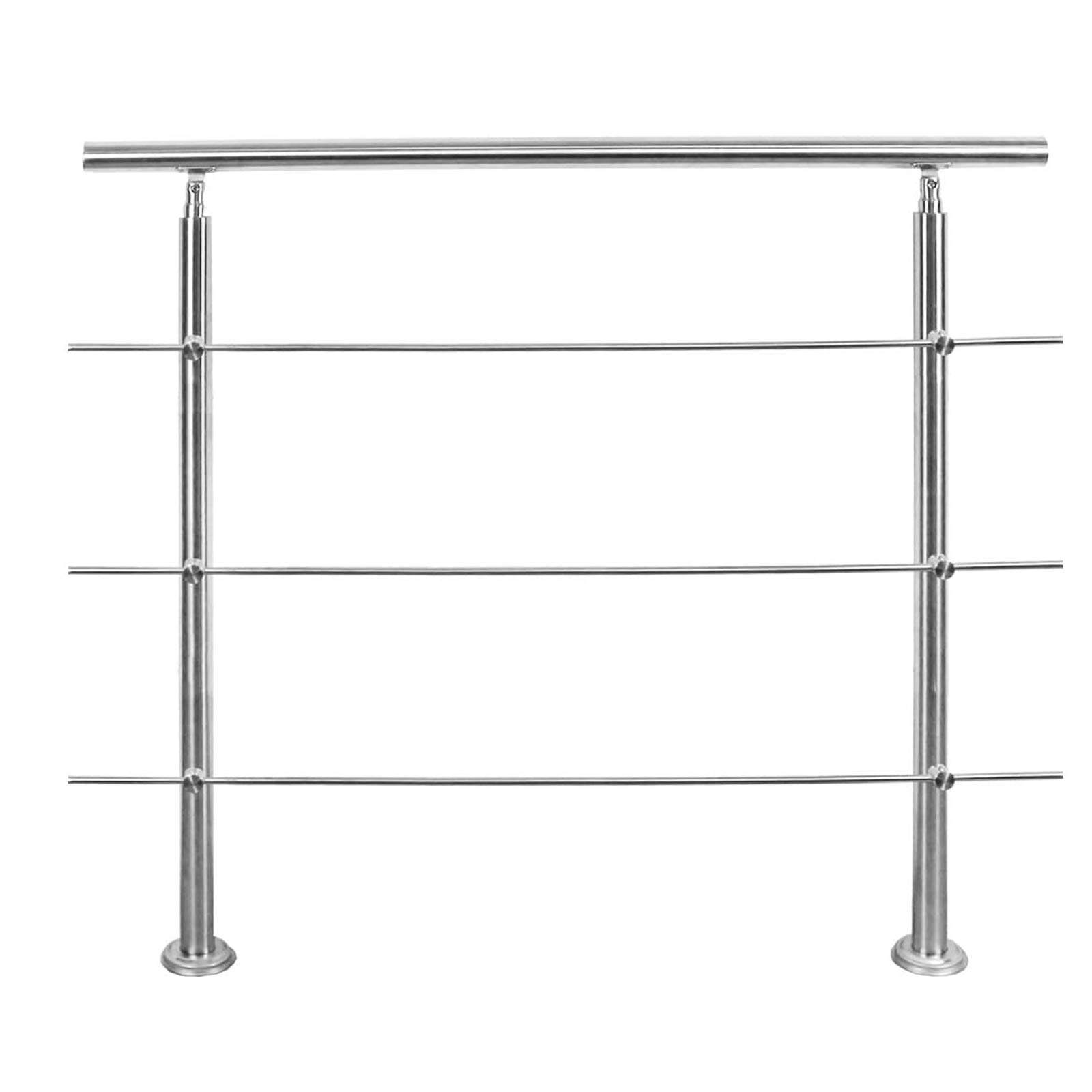 Froadp Corrimano in acciaio inox, robusto, ringhiera per scale con 2 pali di sicurezza, per interni ed esterni, parapetto per scale, balcone, patio, terrazze, ingressi da giardino