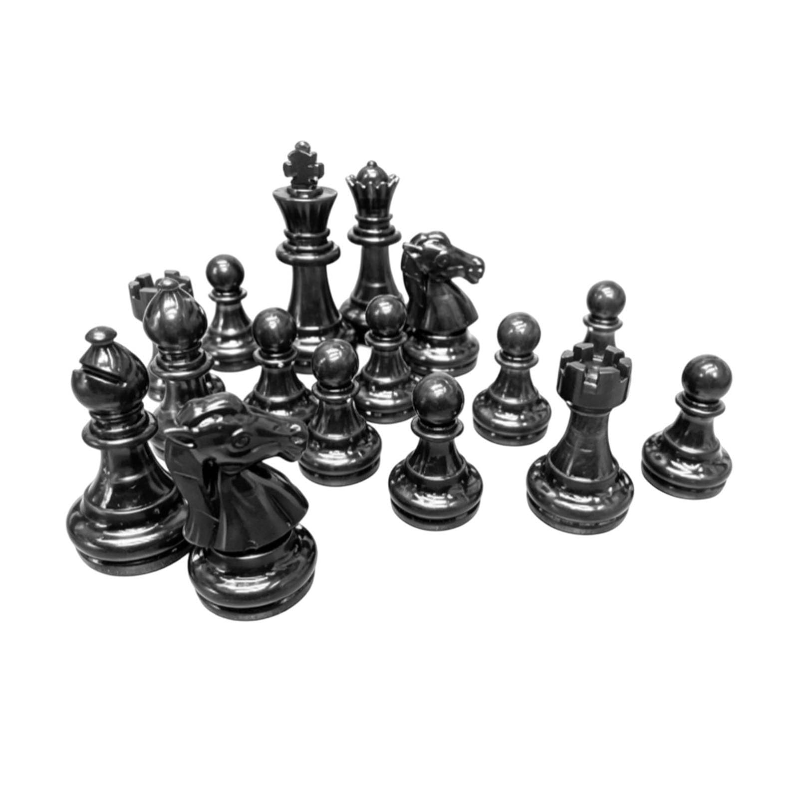 Yechiry International Chess Pieces 16PCS Comfortable Grip for Cognitive Skill Development Lightweight PS Material 1.93 Inch King Height (Transparent Black)