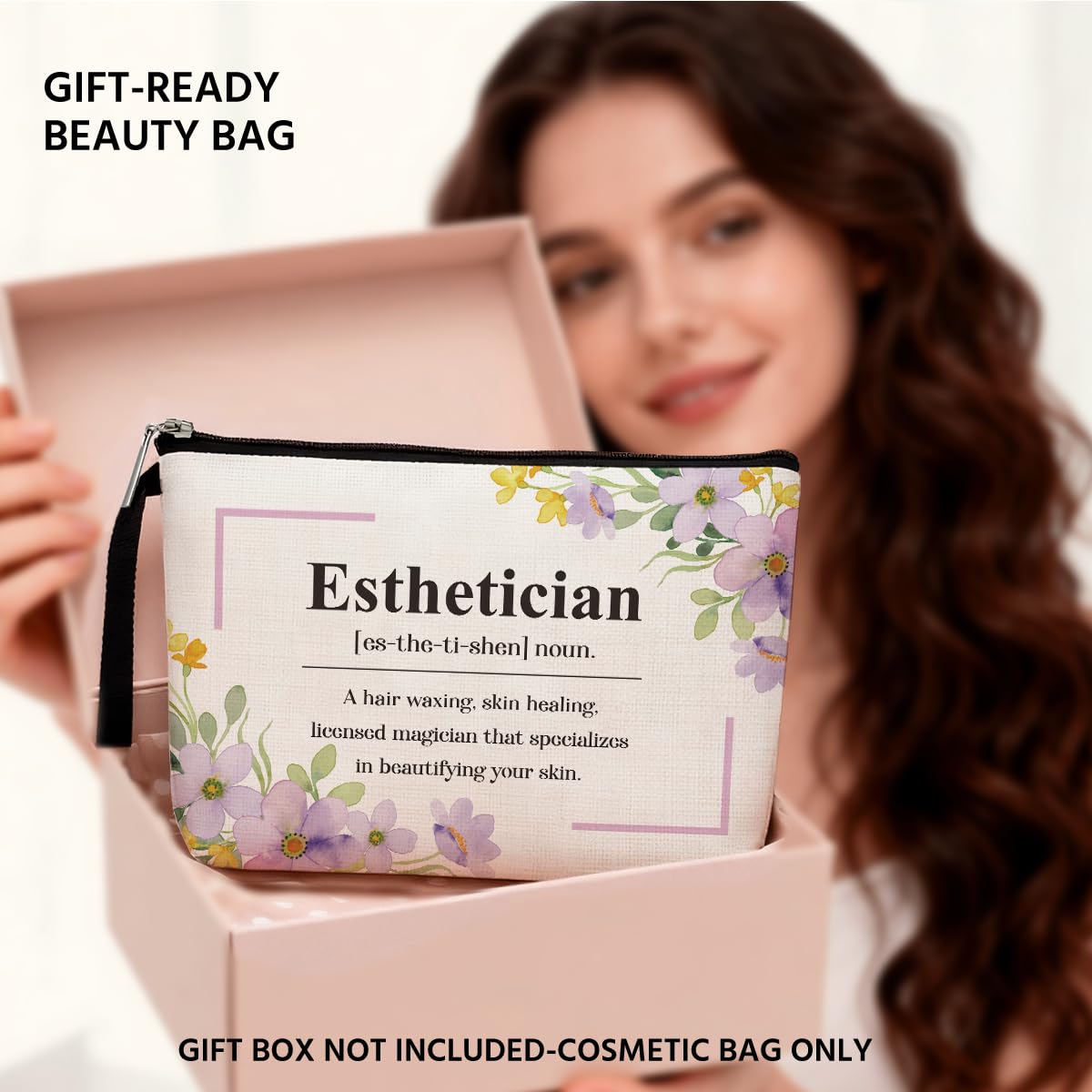 Funny Esthetician Definition Makeup Bag Appreciation Gifts Cosmetic Bag for Women Beautician Salon Stylist Coworker Zipper Pouch Bag Travel Bag for Retirement Birthday Christmas Thanksgiving
