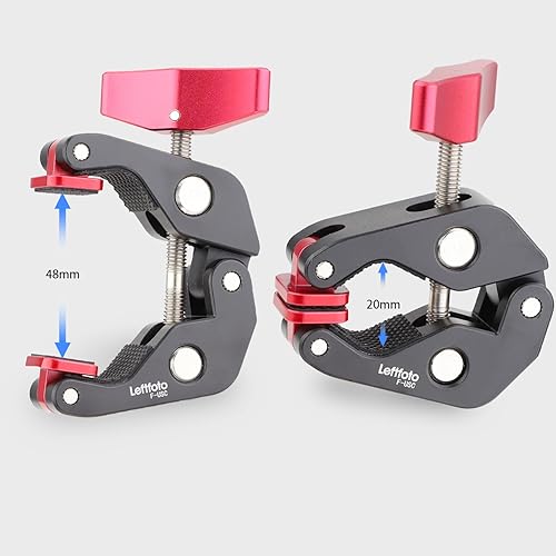 Miniatura 4 de Leftfoto Abrazadera universal, abrazadera de cámara en forma de cangrejo, clip de alicates totalmente metálicos con rosca de 1/4 y 3/8 pulgadas para
