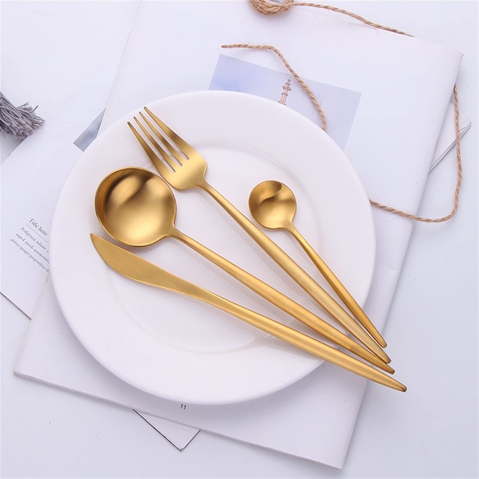 Besteck Sets Löffel Gabeln Messer Besteck Edelstahl Gabelmesser Kaffee Löffel Geschirr Set Mahlzeit Noddles Werkzeuge (Color : 05)