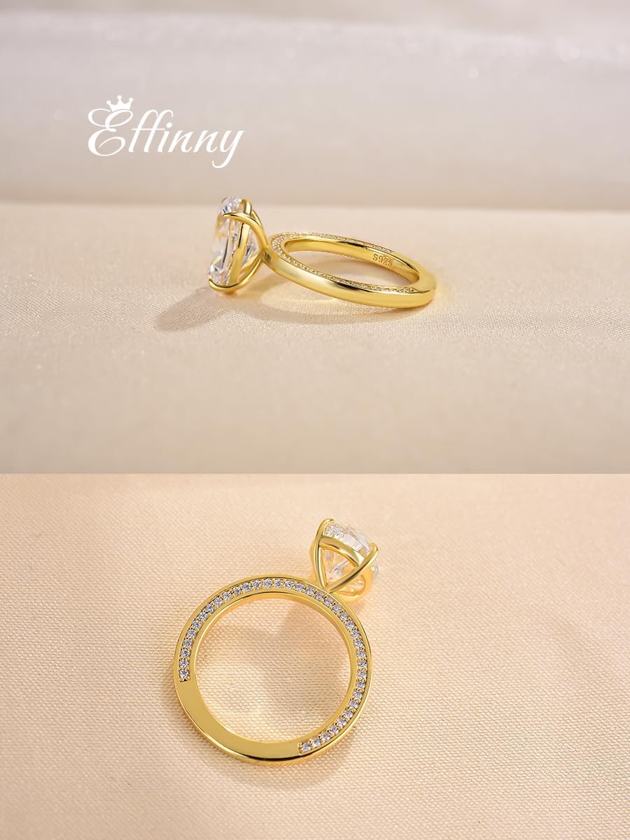 3.5ct Solitaire Pear Shaped Engagement Ring For Women,Noble Crushed Ice Thickened 14K Gold Plated Sterling Silver Elegant Beautiful Bridal Promise Ring - Image 6