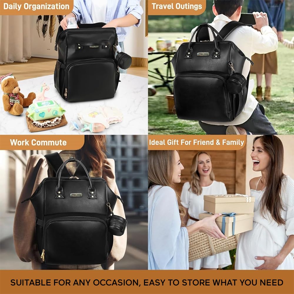 StarAndDaisy Diaper Bag for Mothers for Travel/Premium Vegan Leather Diaper Bag with Easy Acess Mobile Pocket, 26L Waterproof Baby Bag for Mother Travel with 16 Multipurpose Pockets 2