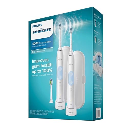 Miniatura 2 de Sonicare - Cepillos de dientes recargables protectores limpios, 2 sin manos, 3 cabezales de cepillo y 2 fundas de viaje y 2 cargadores