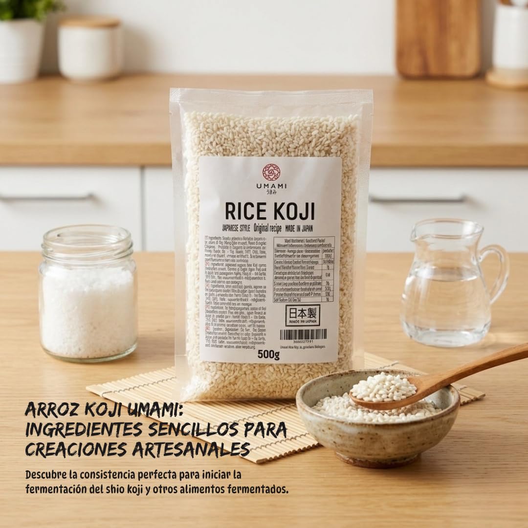 Umami Rice Koji 500g - Arroz Koji Seco para Fermentación - Starter para Miso, Sake, Amazake y Shio Koji - Aspergillus Oryzae - Calidad Profesional