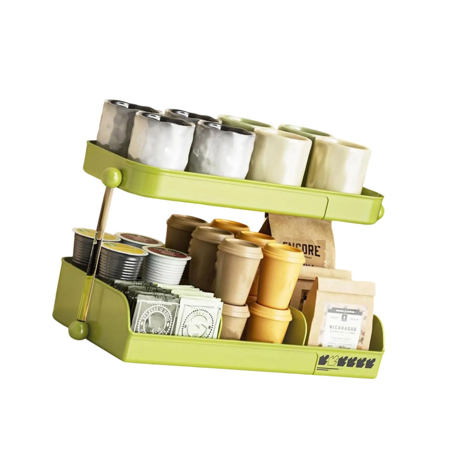 MICFENY Multi-Layer Storage Rack Countertop Organiser Double Basket Kitchen Counter Shelf 2 Tiers Coffee Mug Shelf