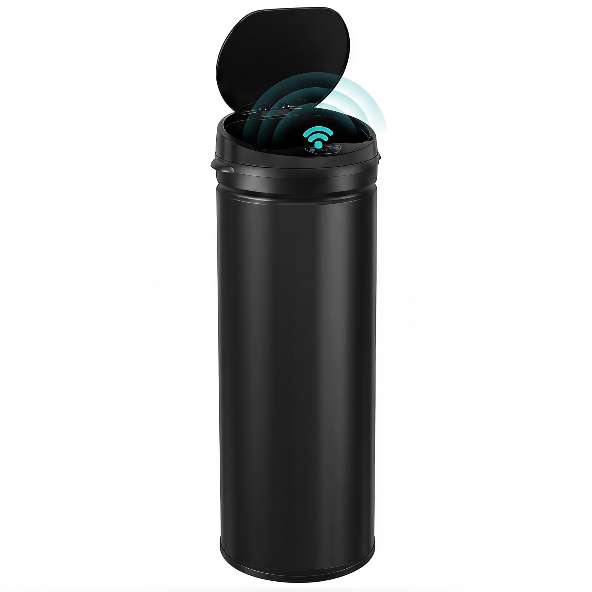 HOMCOM Cubo sensor 50L Soft-Close Automático Sin contacto Negro | Sensor de movimiento, acero inoxidable resistente a huellas, cocina higiénica, uso en oficina en casa