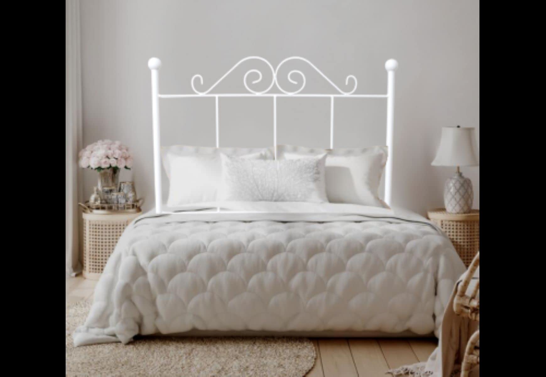 ECCOX Cabecero - Matris - Forja Palacio - para Cama de 90 - Blanco 98x125x4