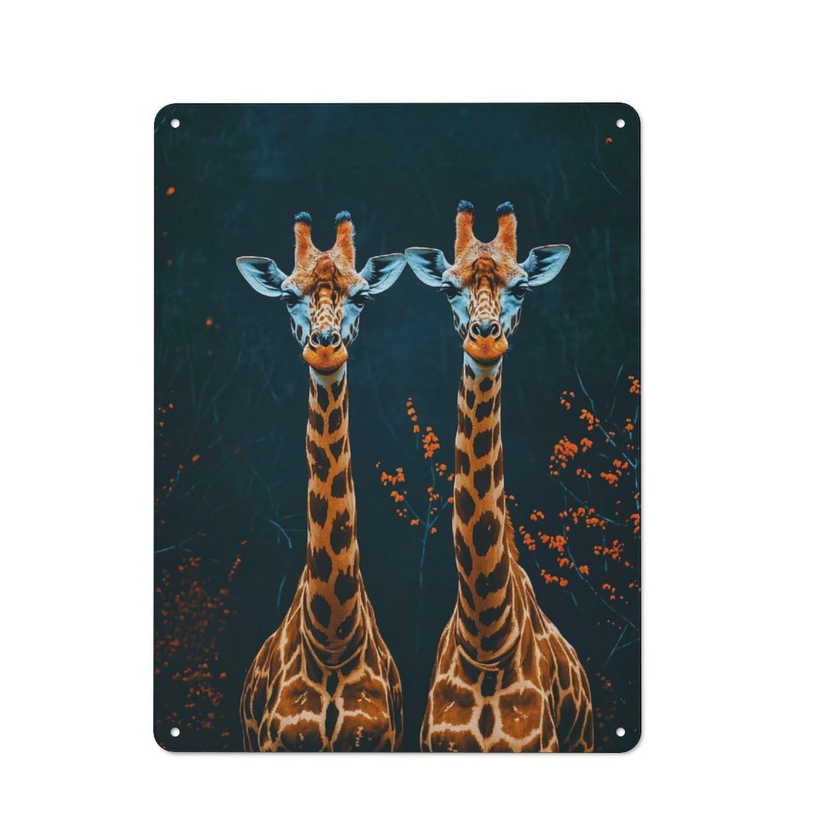 Junmoney Style-13-1 Vintage Tin Sign 40X30cm Featuring Two Giraffes Portrait For Bar Or Restaurant, A Decorative Christmas Gift For Bar Decor Enthusiasts
