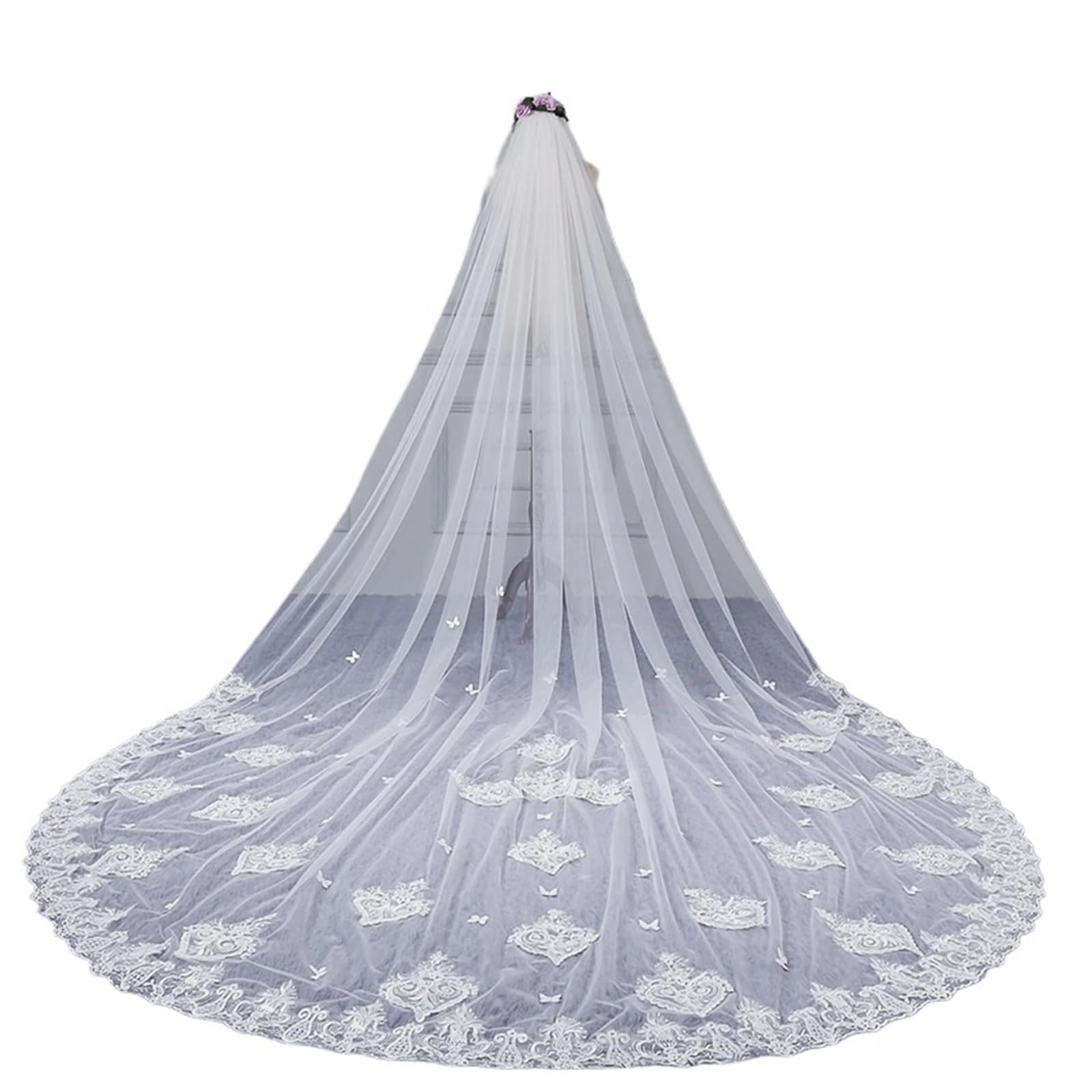 Generisch 3 Meter Kathedrale Brautschleier Brautschleier for Frauen Hochzeitszubehör Vestido de Noiva Brautschleier Noiva