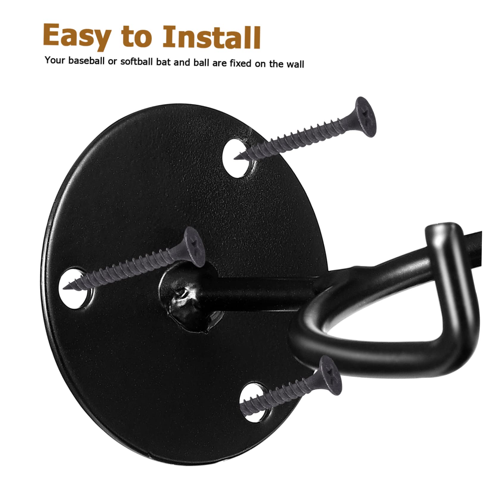 BIUDECO Iron Bracket Wall Mounted Bat Rack Multipurpose Bat Holders for Baseball Display