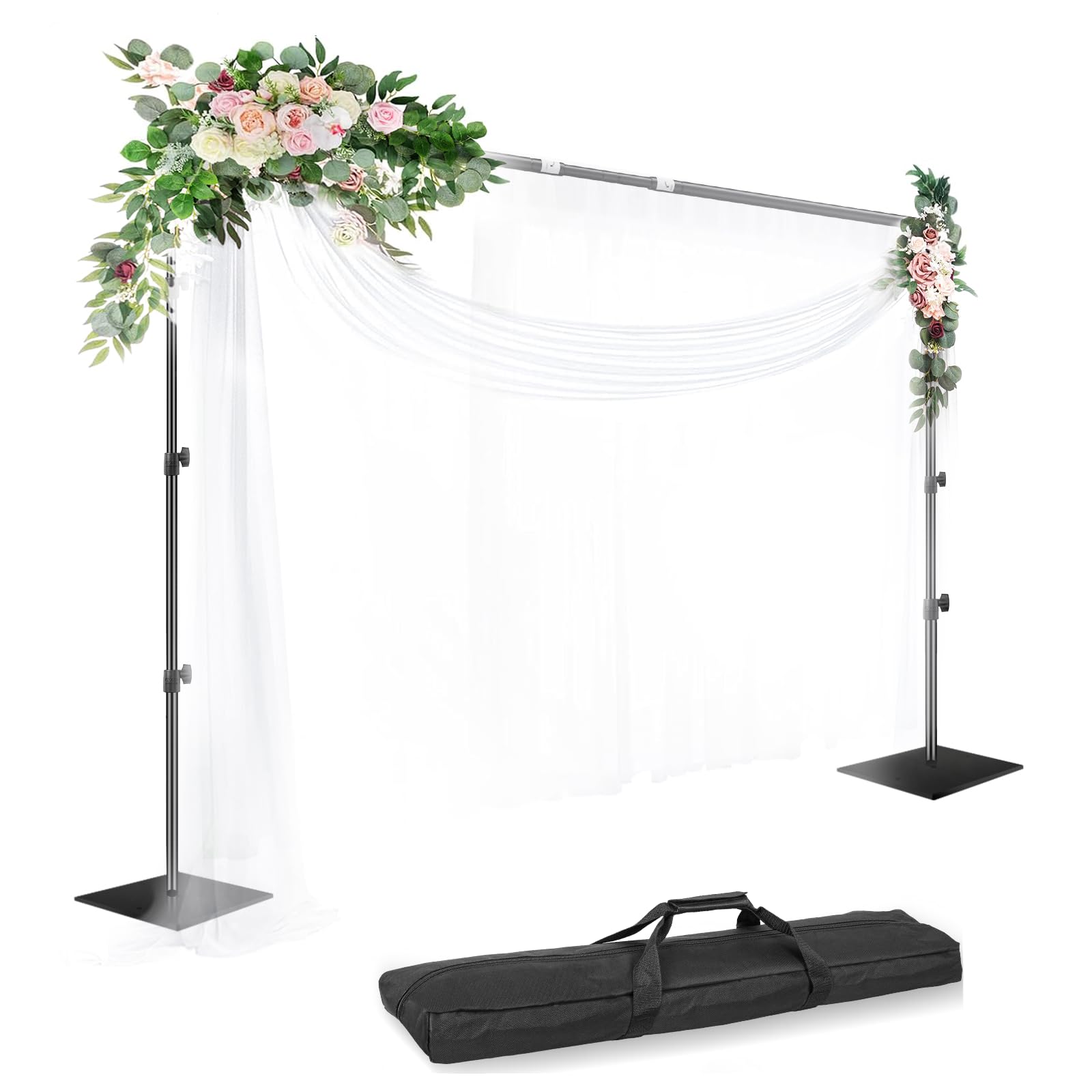 Heavy Duty Background Stand, 8.5x10ft/2.6x3m Adjustable Backdrop Support System Kit with Steel Base for Photography, Photo Video Studio, Birthday Parties Wedding Decoration -Black