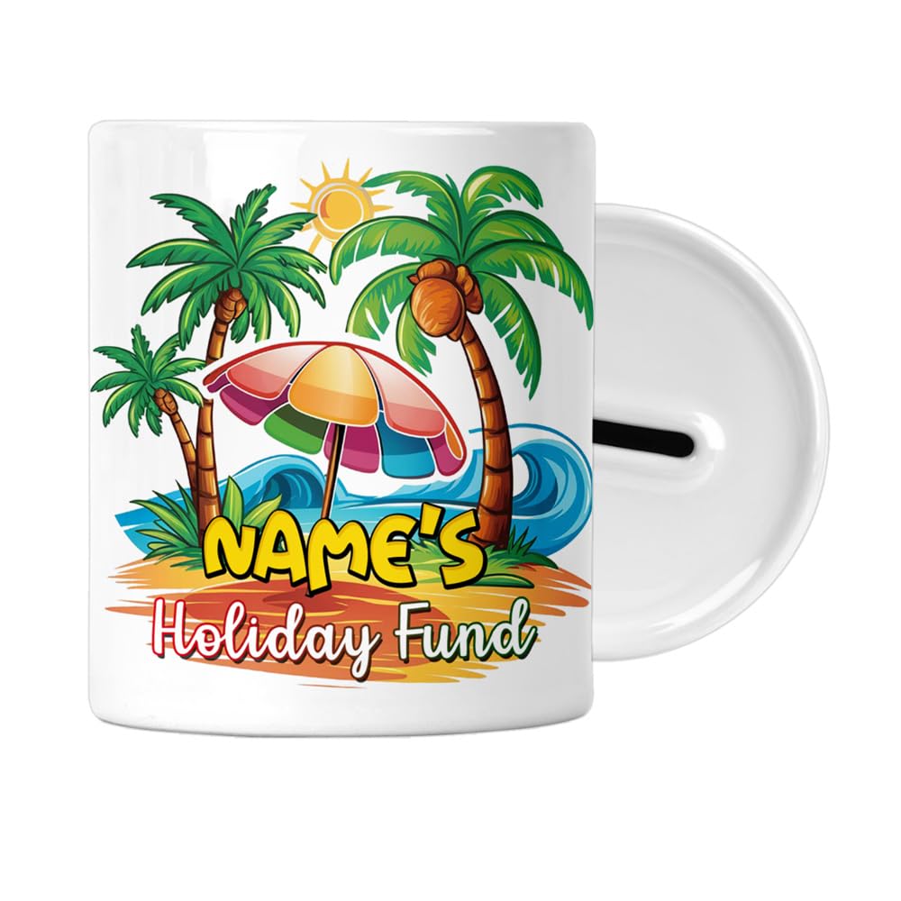 Personalised Gift - Holiday Fund - Money Saving Box - Piggy Bank