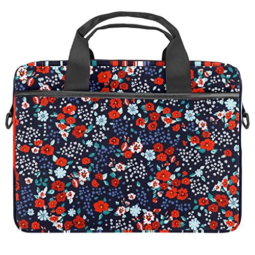 Housse ordinateur portable 14 pouces sacoche bandoulière fleurie rouge