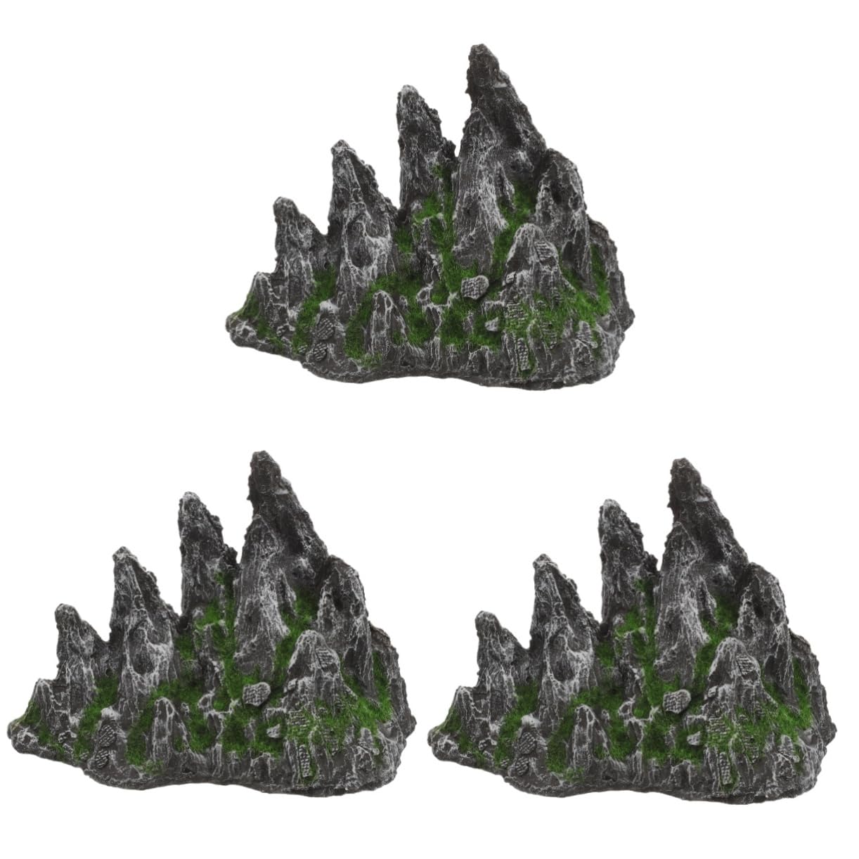 Cabilock 3pcs Fish Tank Accessories Decorations Realistic Mountain Flour Decor for Aquarium