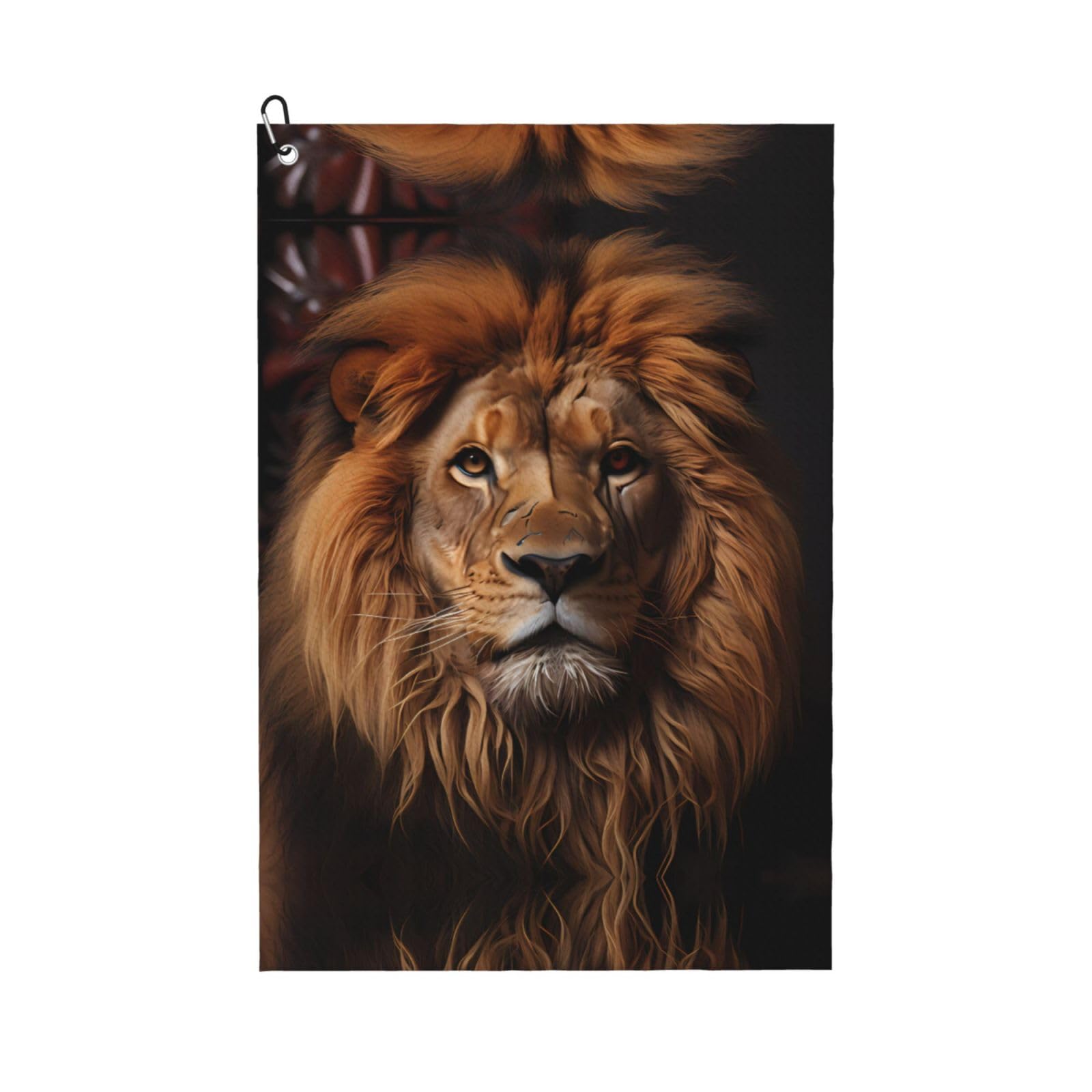 BLWSLC Golf Club Cleaning Towel The Lion's Gaze Printed Golf Towel 24x16in Machine Washable Cleans Club Grooves Suitable for Golf carts or Clubs