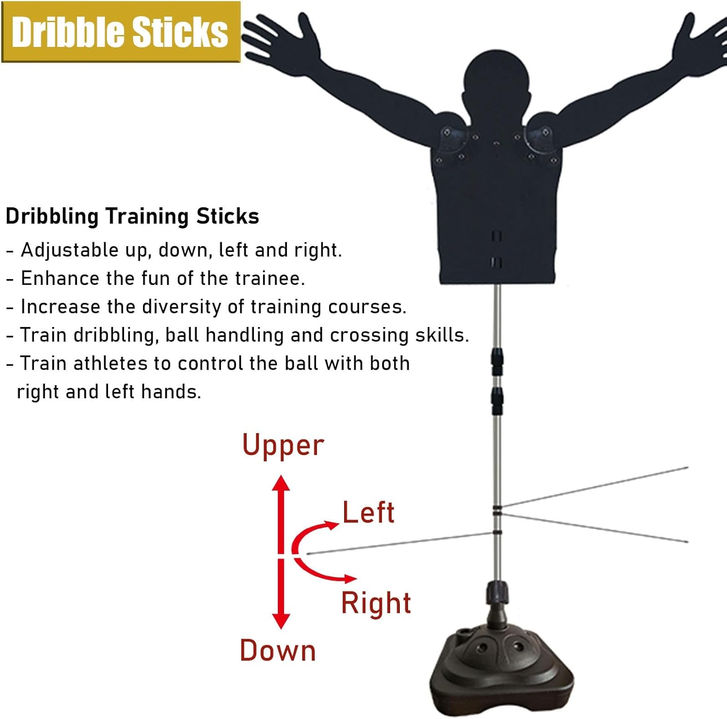 Basketball Defender Dummy Training Mannequin with Dribble Sticks, Height Adjustable Shooting Trainer w/Water Filled Base (S)