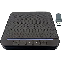 Conference Room Microphone with Speaker, Wireless 2.4G Adapter to Connect to PC, 4 AI Microphones Full Ranging, Portable, Suitable for Home Office and Team