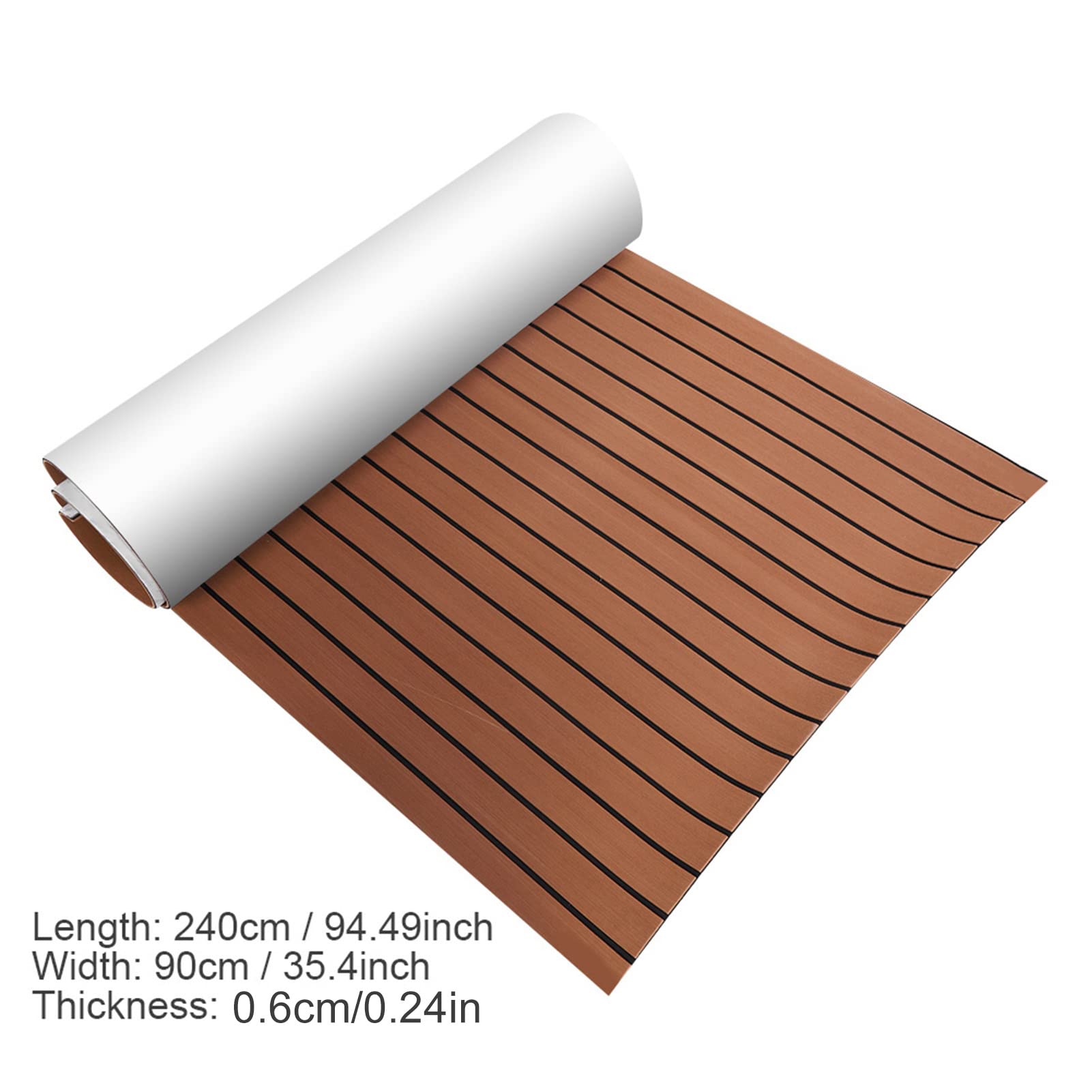 Selbstklebender Teak Bodenbelag, Schaum Fußboden Matte für Yacht und Wohnmobil, Grau, 240 x 90 x 0,6 cm