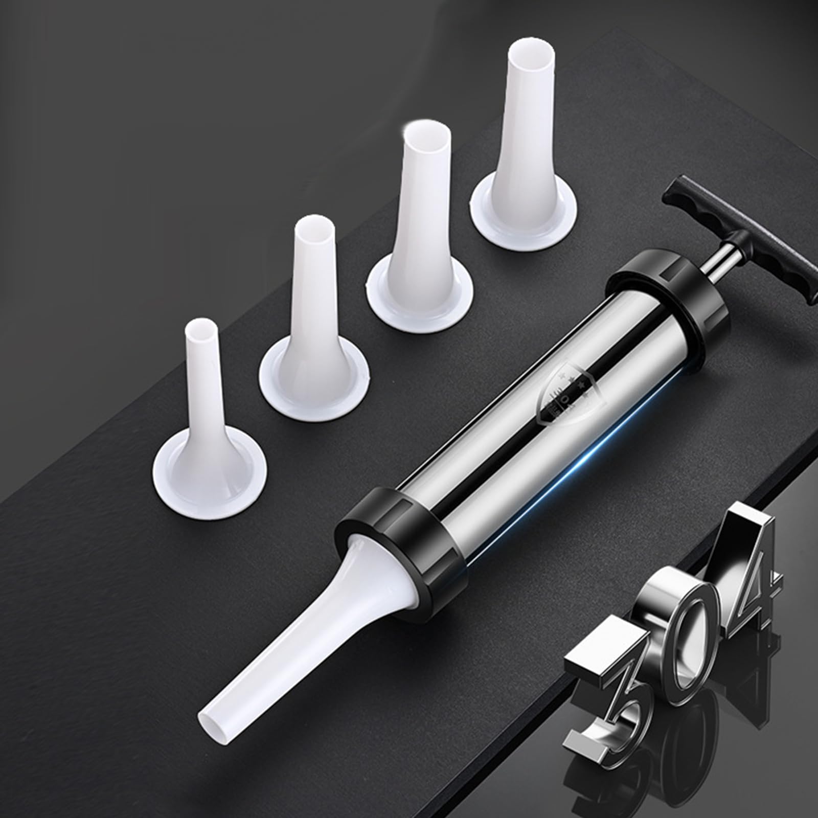 Xinlie Embutidos Manual de Acero Inoxidable Herramienta para Rellenar Salchichas Herramienta de Llenado de Salchichas con 4 Boquillas Domésticas,Adecuado para Cocinas Domésticas,Cocinas de Bricolaje