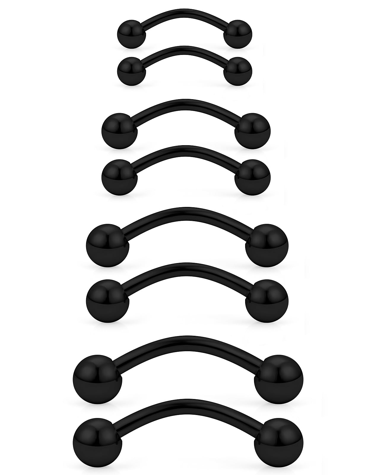 20G 16G 14G 12G Eyebrow Rook Daith Piercing Jewelry 316L Surgical Steel Vertical Lip Labret Belly Button Ring Snake Eyes Tongue Ring Curved Barbell 6mm(1/4") 8mm(5/16") 10mm (3/8") 12mm(1/2")