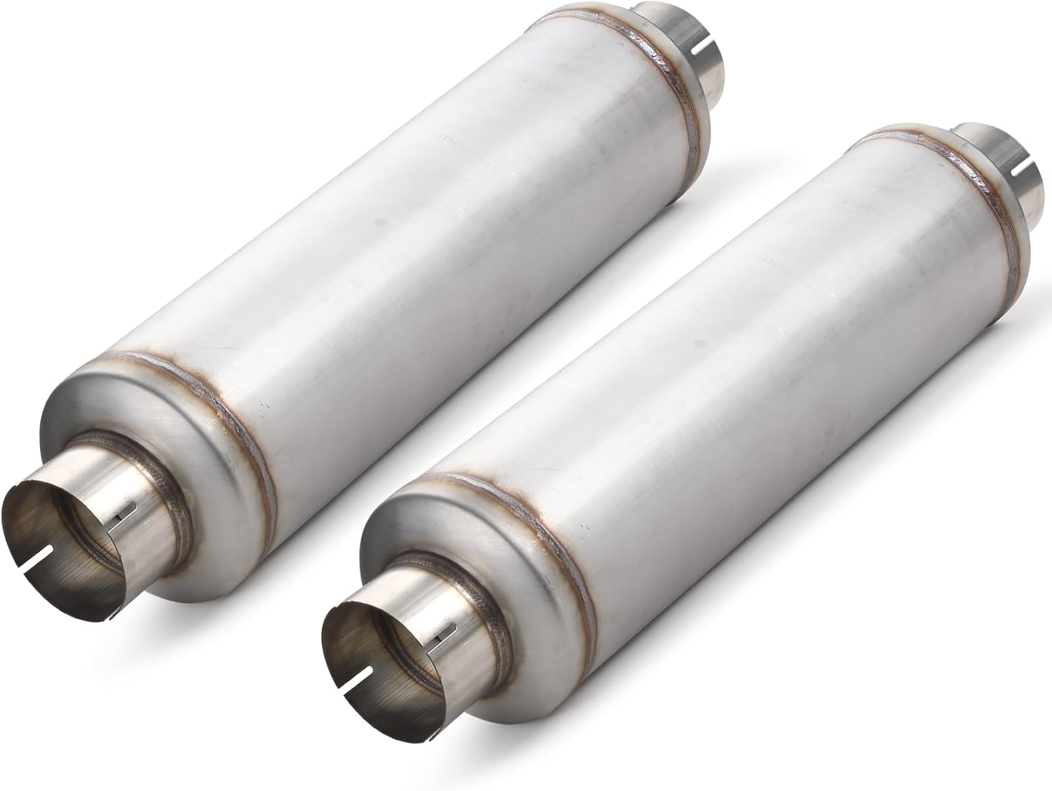 A-KARCK 4" Inlet Exhaust Resonator, 4" Inlet 4" Outlet 30" Overall Length Muffler Universal Resonator Stainless Steel Straight Through Design Exhaust Tip for Cars, 2 Pack
