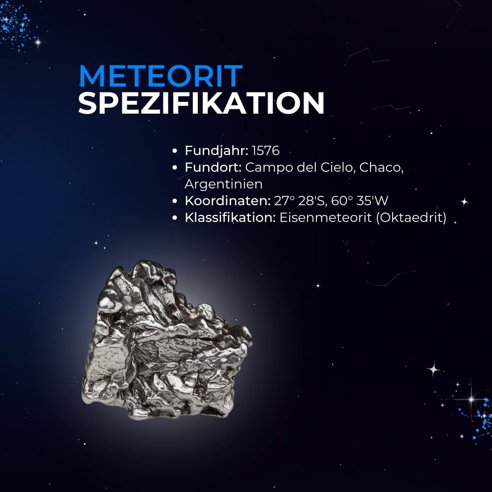 Echte Sternschnuppe mit personalierbarem Echtheitszertifikat und Holzbilderrahmen | Meteorit als Geschenk zum Jahrestag, Geburtstag, Valentinstag, Weihnachten