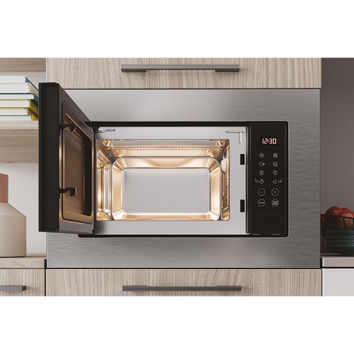 Indesit MWI 120 GX Microondas Integrable con Grill 20L 800W Acero Inoxidable