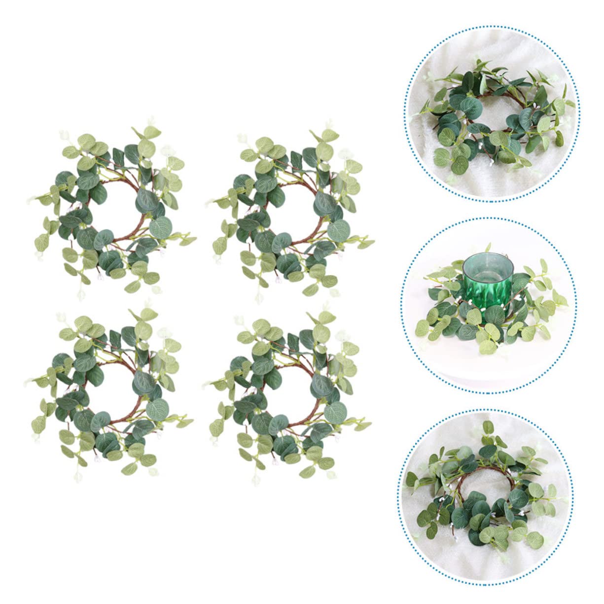 IMIKEYA 12stücke Eukalyptus Kerzenkranz Dekoration Für Ostern Künstlicher Wreath Für Festlichkeiten Tür Und Wanddeko Langlebig Und Für Kerzenarrangements