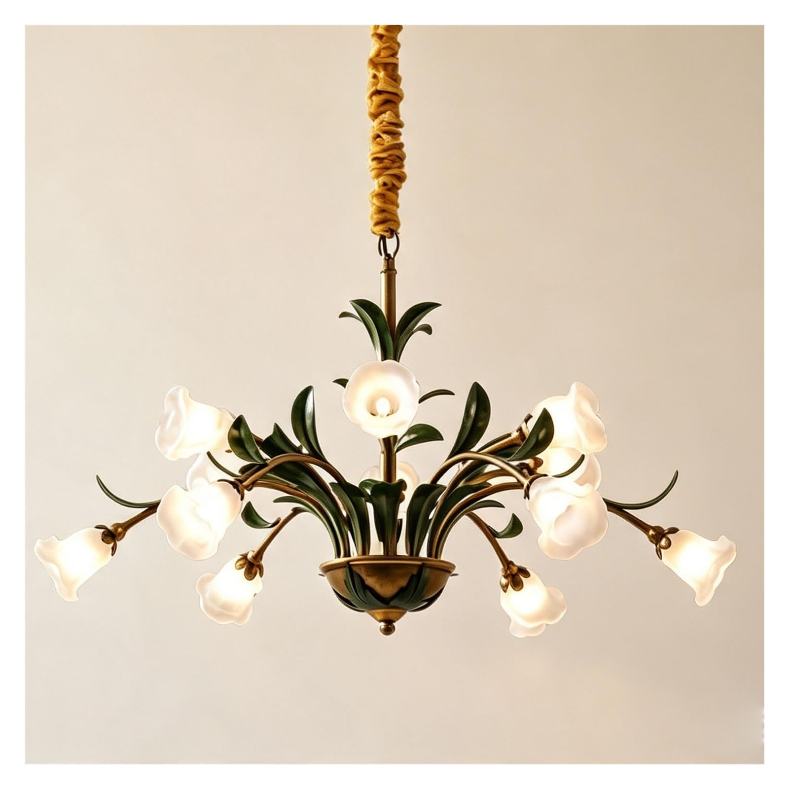 LUOYAOB Botanical Hanging Lamp Leaf Ceiling Fixture Glass Shade Light