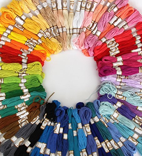 Raylinedo Embroidery Thread 100 Pcs Skeins Stranded Deal Embroidery Threads Embroidery Floss Threads, 50 X Assorted Coloured Skeins (Random Color) #TOP2