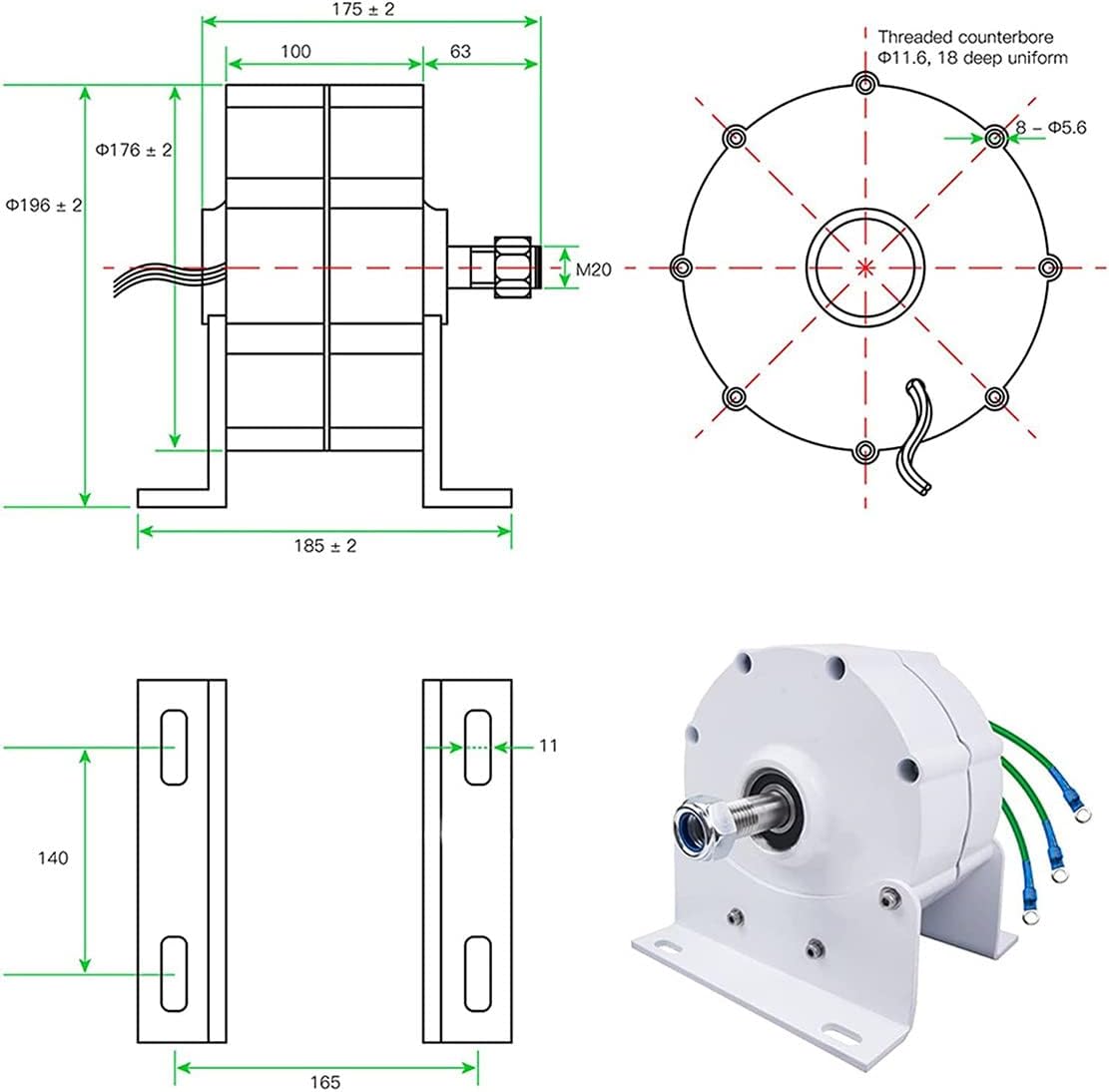 8000W Permanent Magnetic Generator, 3 Phase Gearless Permanent Magnet AC Alternators for Wind Water Turbine, Free Energy AC Alternator,48V