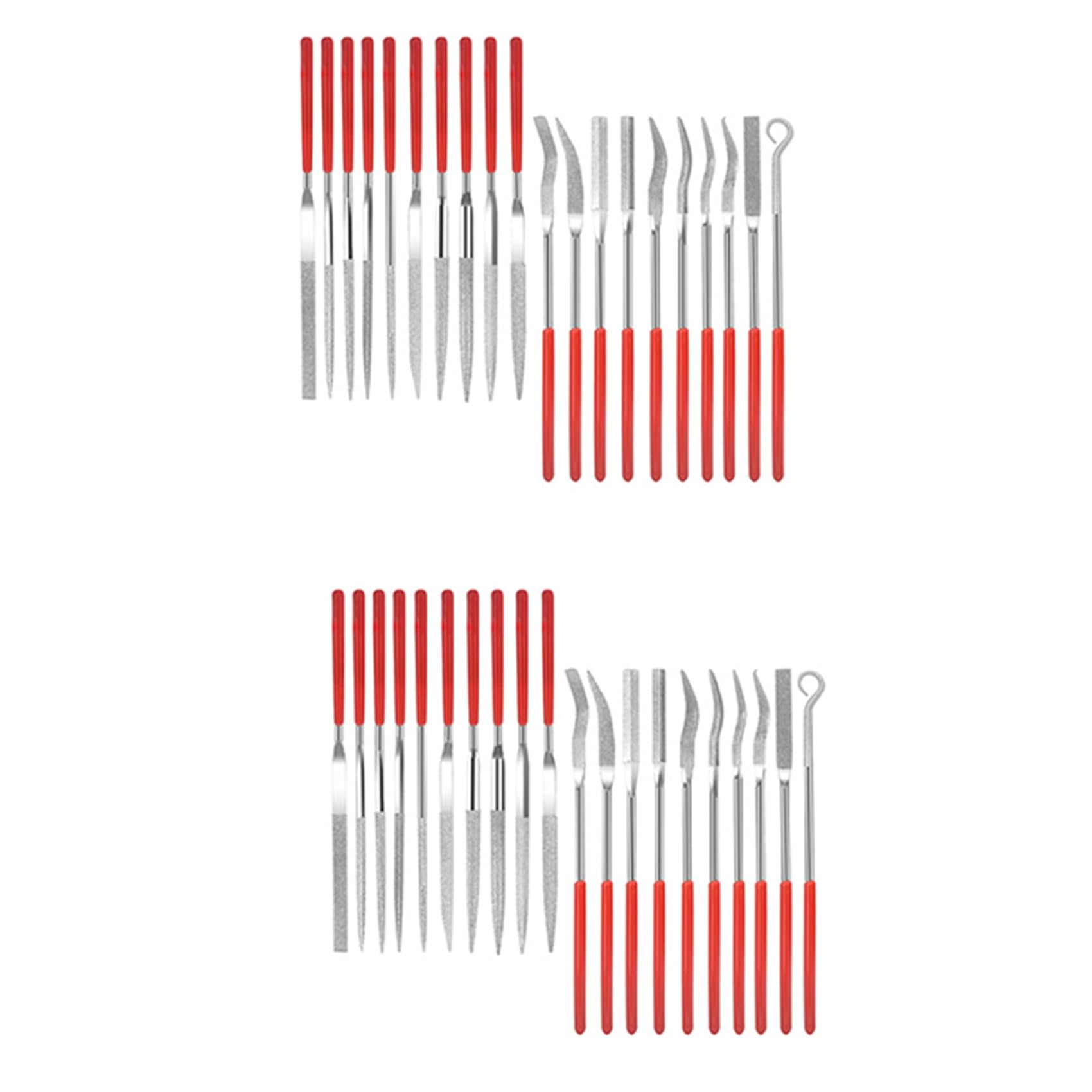 Jnchdghwa Silver&Red Pack Of 40 Needle Files Set, Mini File Jewellery Hand Files Tooth File Tool Set