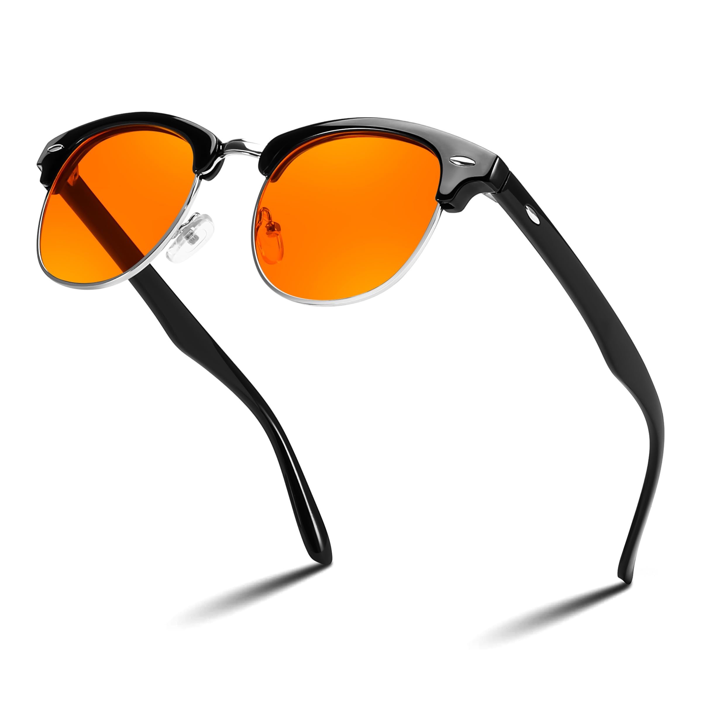 FEISEDY Orange Blue Light Blocking Glasses for Woman Men Amber Lenses Computer Gaming Glasses for Better Sleep