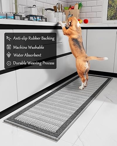 Miniatura 3 de Alfombras y tapetes de cocina antideslizantes, lavables, antideslizantes, absorbentes, para el suelo, lavables a máquina, para colocar de pie en