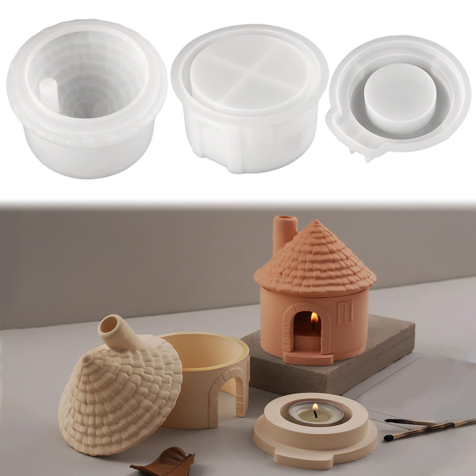 Silikonformen Häuser Set - Gießformen Für Kerzenhalter & Deko