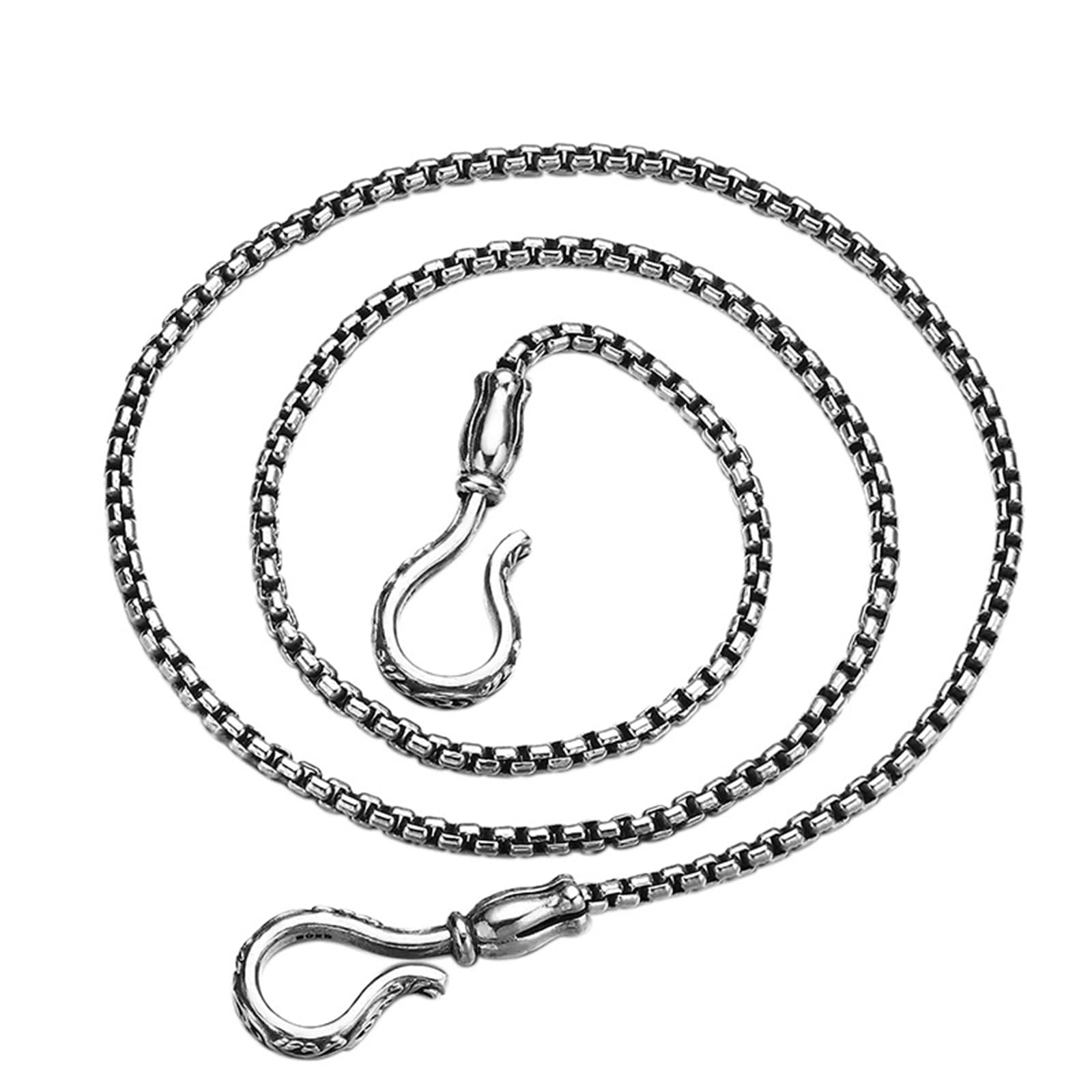 Collana Argento Uomo Donna 925 Catena Collana Argento Sterling | Collana Catena a Maglia Scatola Vintage Larga 3MM con Fibbia a Doppio Gancio Collane per Uomo e Donna Argento Gioielli